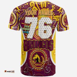 brisbane broncos rugby t shirt custom broncos mascot with aboriginal art personalised player and number t shirt