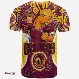brisbane broncos rugby t shirt custom broncos mascot with aboriginal art personalised player and number t shirt