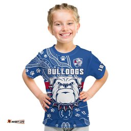 custom text and number bulldogs football t shirt scraggers 1877 aboriginal dot painting newest version