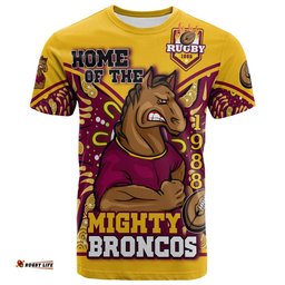 broncos rugby t shirt custom home of the mighty broncos aboriginal patterns t shirt