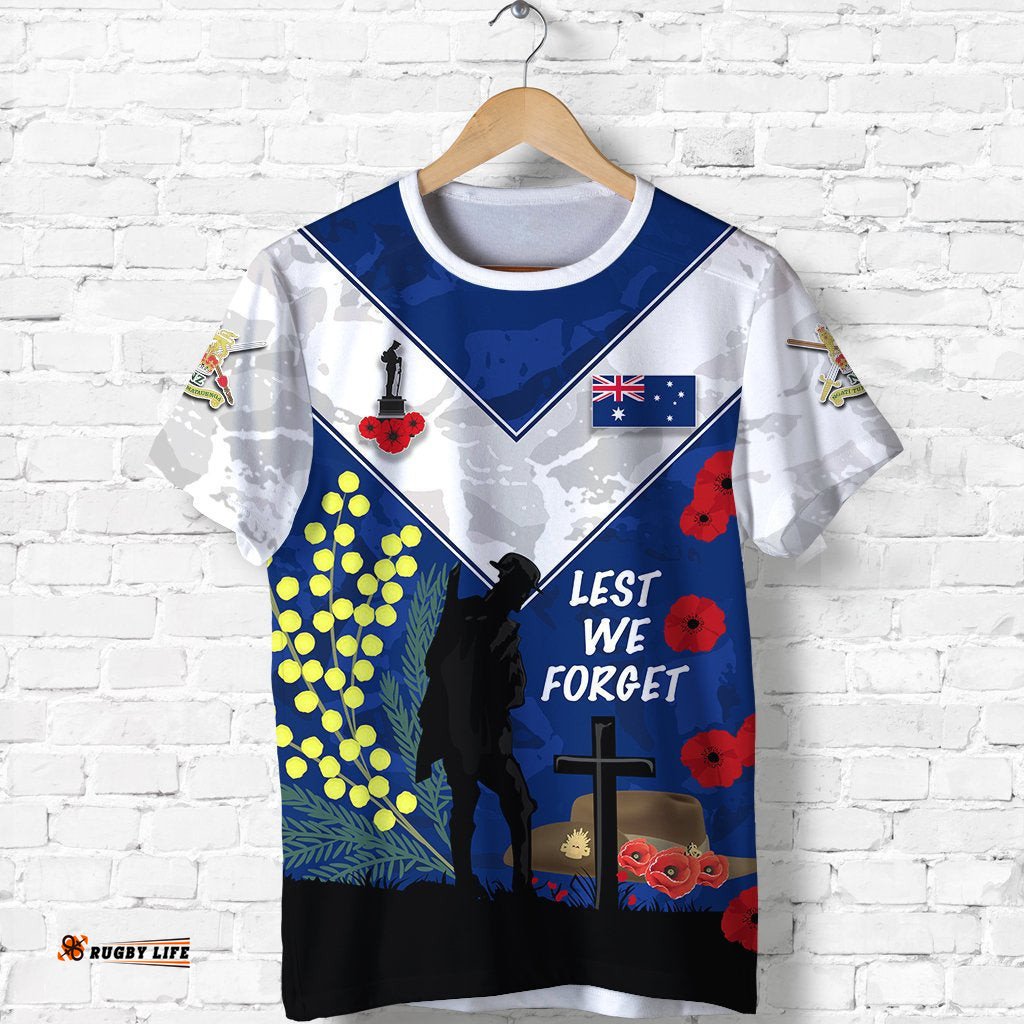 australian anzac day t shirt lest we forget 2021 style blue