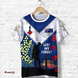 australian anzac day t shirt lest we forget 2021 style blue