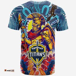 titans aboriginal custom rugby t shirt the indigenous titans warriors with aboriginal lizard and sun
