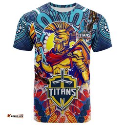 titans aboriginal custom rugby t shirt the indigenous titans warriors with aboriginal lizard and sun