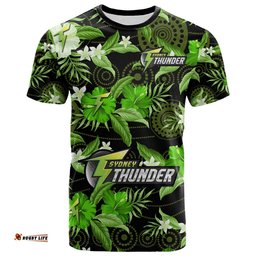 sydney thunder cricket t shirt aboriginal art mix tropical flowers