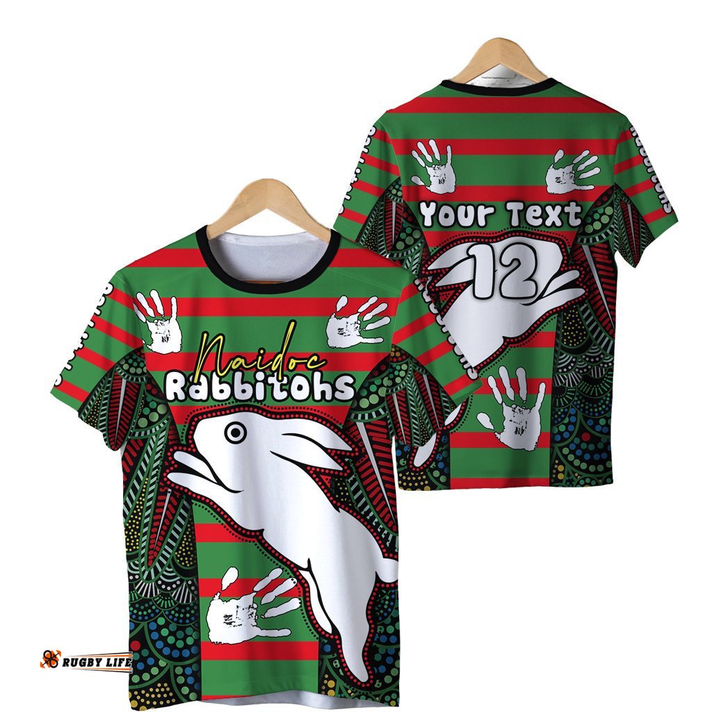 custom personalised rabbitohs naidoc week t shirt indigenous sport style version special