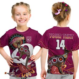 custom text and number maroons rugby t shirt queensland kangaroo aboriginal dot paintings