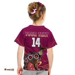 custom text and number maroons rugby t shirt queensland kangaroo aboriginal dot paintings