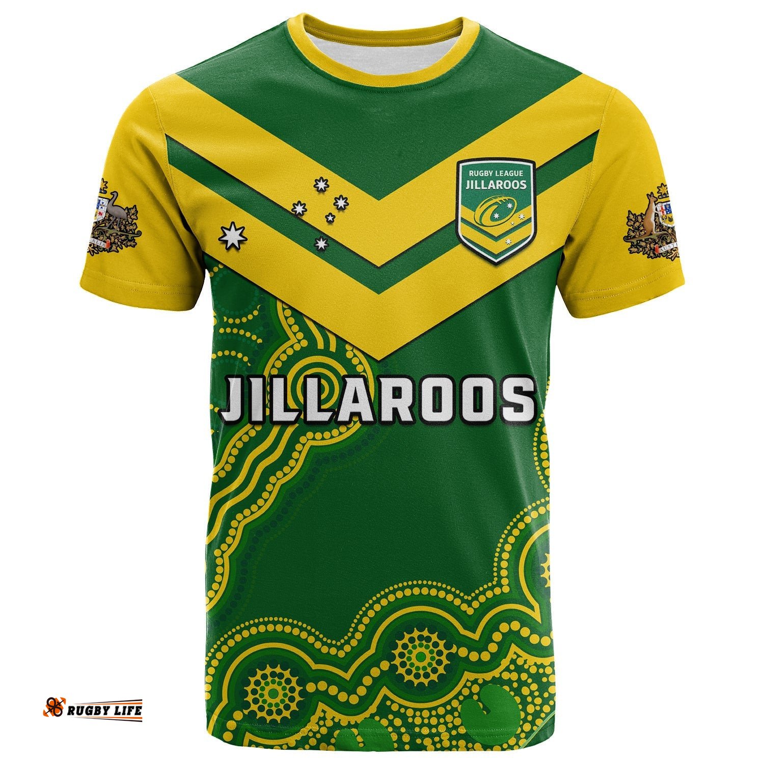 custom text and number australia rugby t shirt jillaroos champions indigenous green style
