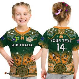 custom text and number australia rugby t shirt aussie sevens green indigenous