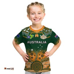 custom text and number australia rugby t shirt aussie sevens green indigenous