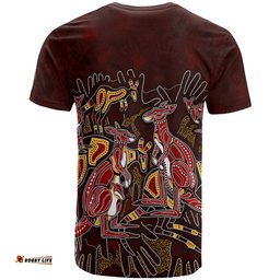 custom aboriginal t shirts kangaroo family with hand art