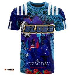 blues rugby t shirt aboriginal anzac day  lest we forget  color drawing patterns t shirt