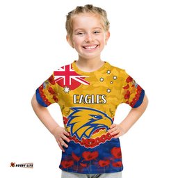 custom personalised west coast eagles football anzac t shirt lest we forget