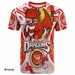 st george rugby t shirt custom st george illawarra dragons mascot with aboriginal art personalised player and number t shirt rlt14