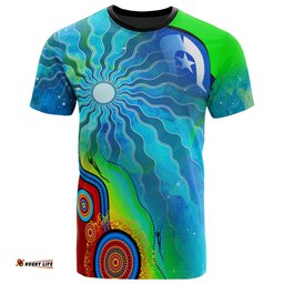 t shirt torres strait islanders flag with aboriginal patterns t shirt