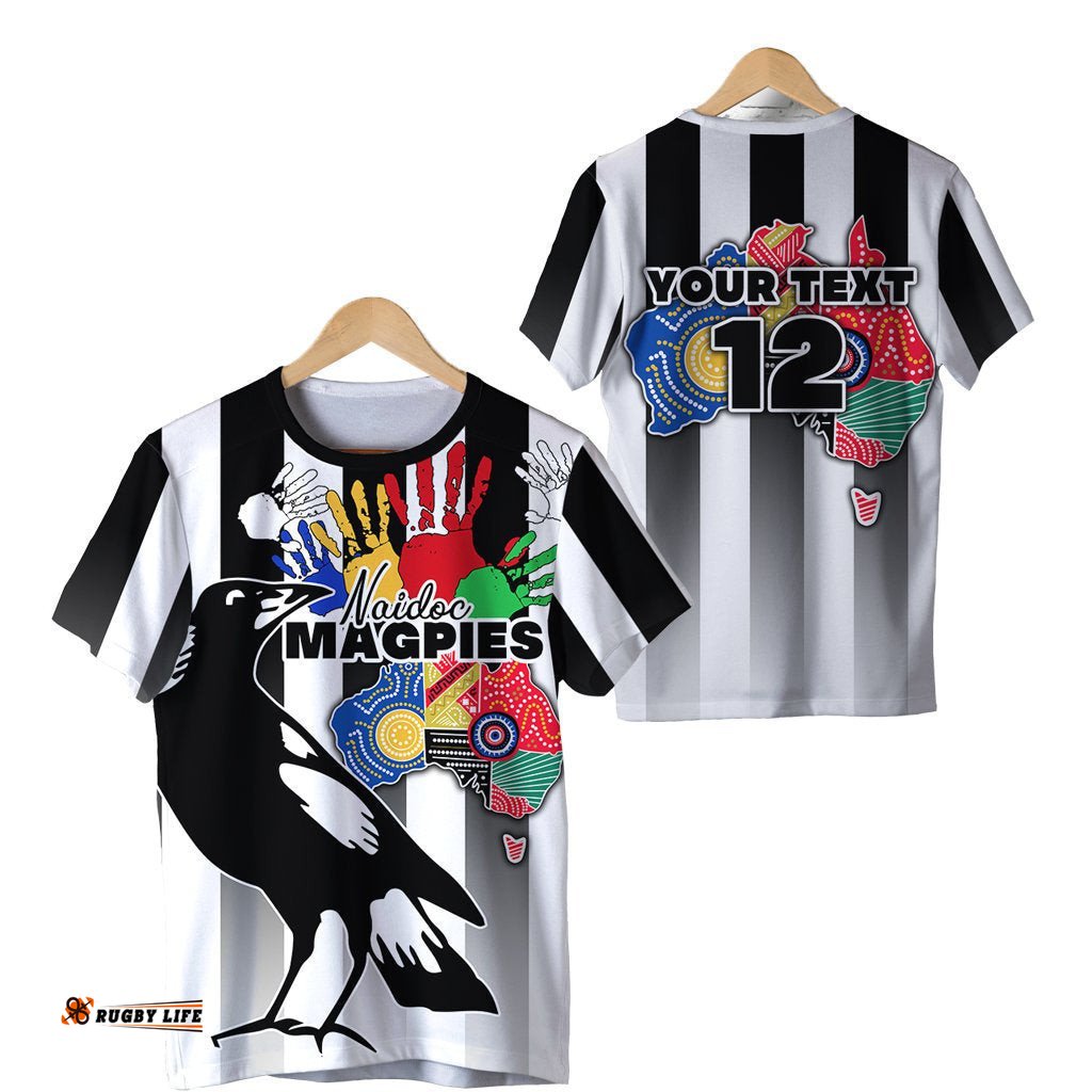 custom personalised magpies naidoc week t shirt collingwood sport map style
