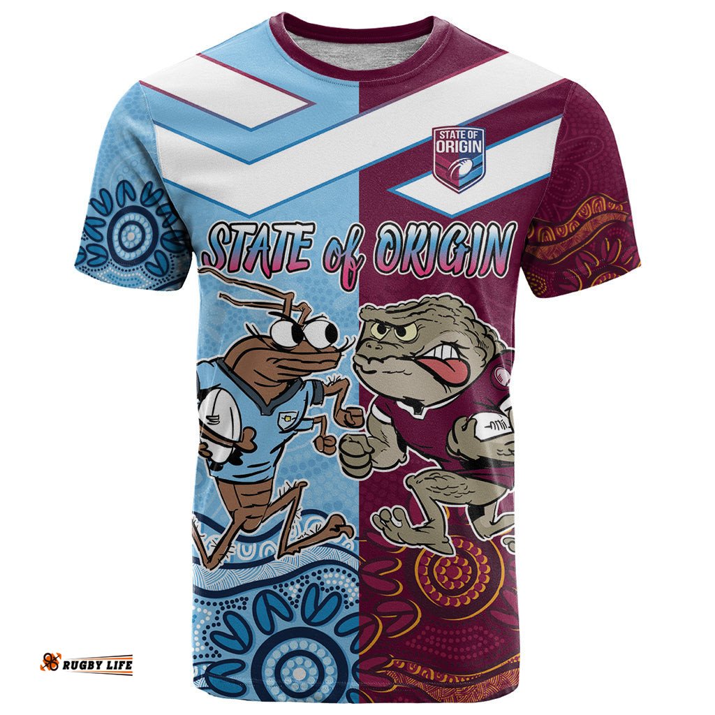 custom qld cane toad and nsw cockroach t shirt aboriginal inspired together