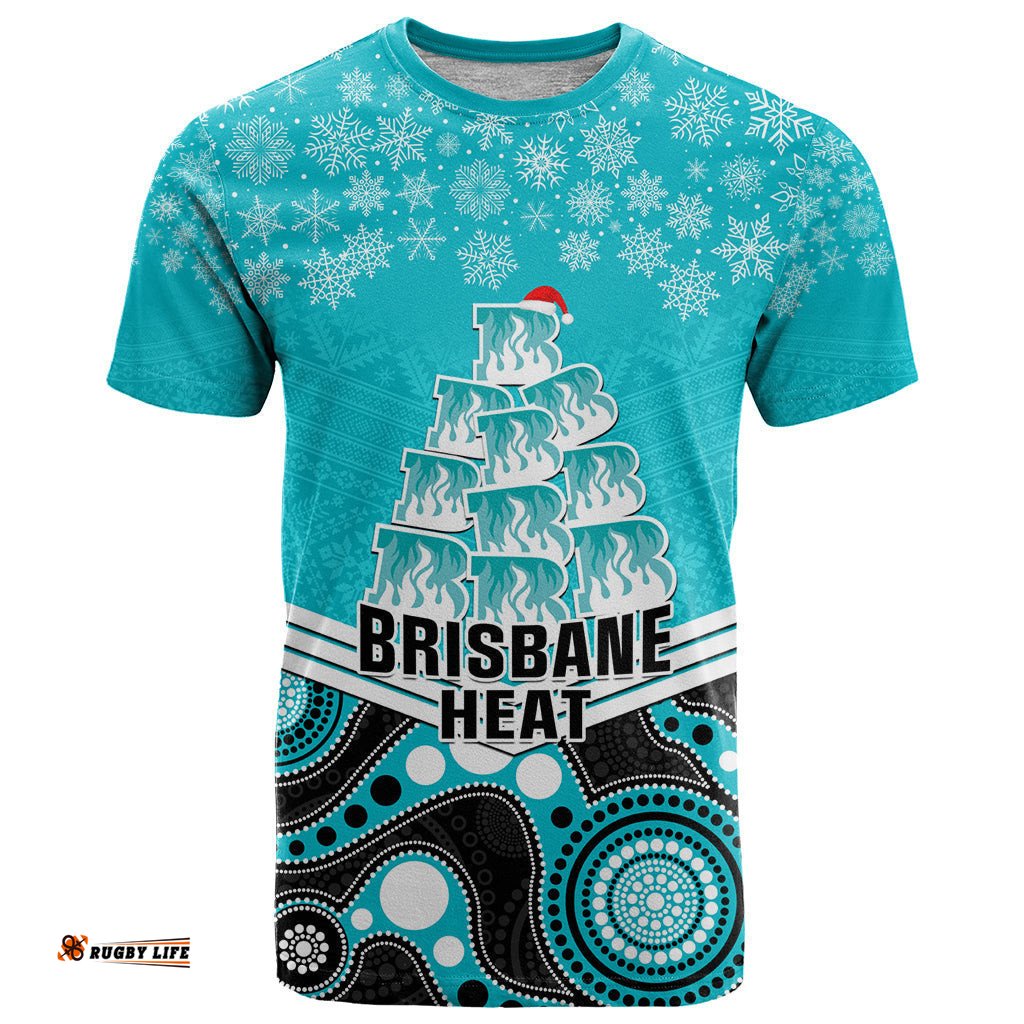 custom brisbane heat cricket christmas t shirt merry xmas 2023 indigenous art
