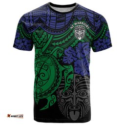 custom new zealand warriors rugby t shirt hibiscus and turtle with polynesian pattern