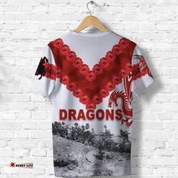 custom personalised st. george illawarra dragons t shirt anzac day simple style