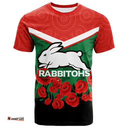 custom personalised rabbitohs anzac day t shirt indigenous art