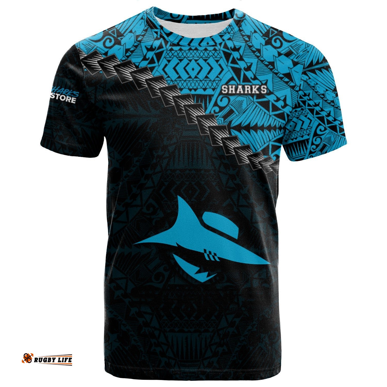 cronulla sutherland sharks t shirt grunge polynesian tattoo nrl