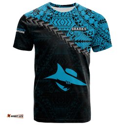 cronulla sutherland sharks t shirt grunge polynesian tattoo nrl
