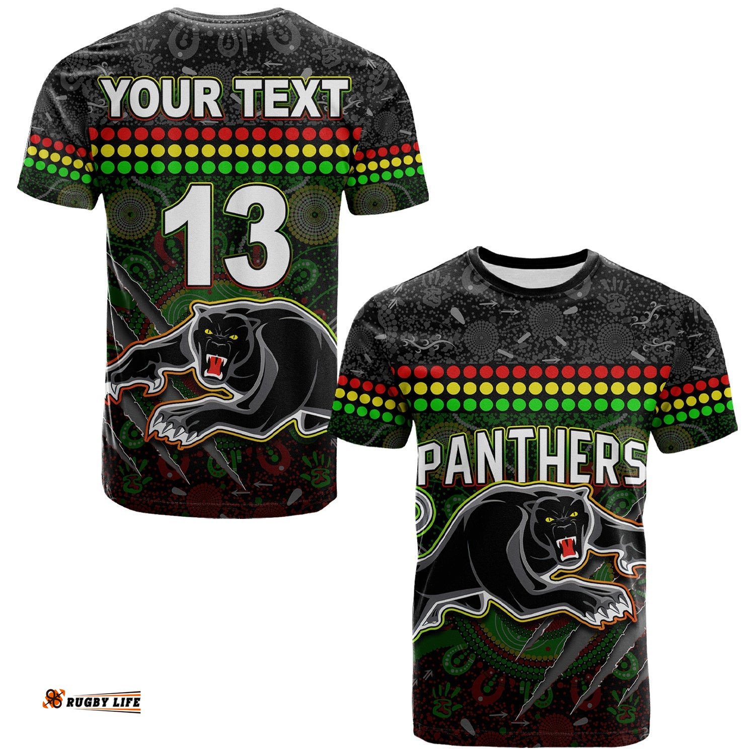 custom text and number panthers t shirt premiers 2022 aboriginal