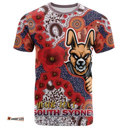 australia south sydney anzac t shirt custom anzac souths with aboriginal inspired poppy flowers t shirt