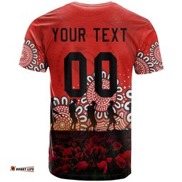 st george illawarra dragons t shirt personalized aboriginal rugby anzac day poppy with soldiers nrl 0