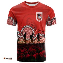 st george illawarra dragons t shirt personalized aboriginal rugby anzac day poppy with soldiers nrl 0