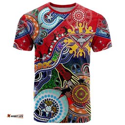 custom naidoc week 2024 essendon bombers t shirt australia aboriginal dot painting dt02