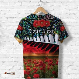 custom personalised new zealand maori anzac t shirt poppy vibes paua shell