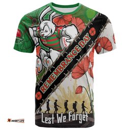 rabbitohs rugby t shirt custom remembrance day lest we forget t shirt