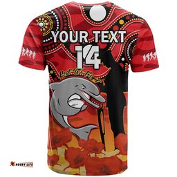 custom text and number dolphins rugby anzac 2023 t shirt lest we forget