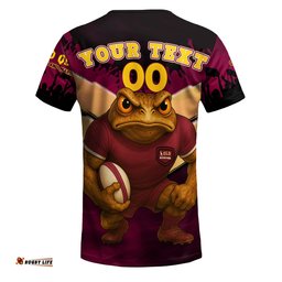 Queensland Maroons T-Shirt - Custom State Of Origin Go QLD Maroons Football Cane Toad Mascot T-Shirt