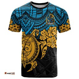 custom titans rugby t shirt gld hibiscus and turtle with polynesian pattern