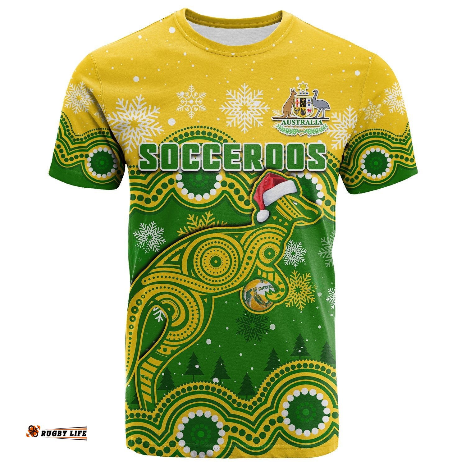 australia soccer christmas t shirt socceroos indigenous kangaroo