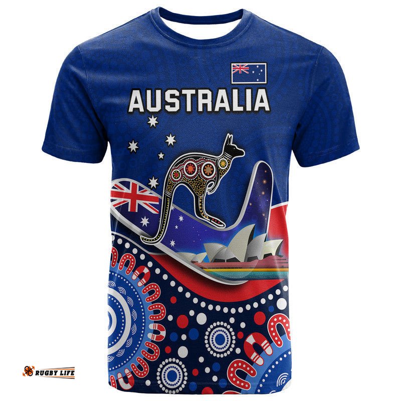 australia day t shirt indigenous kangaroo and boomerang