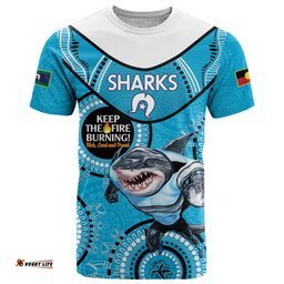 custom nrl sharks naidoc week t shirt keep the fire burning indigenous art