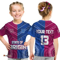 custom text and number blues and maroons rugby t shirt origin nsw combine queensland aboriginal australian