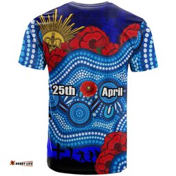 brumbies rugby t shirt custom anzac day brumbies aboriginal pattern with horse and poppy flower