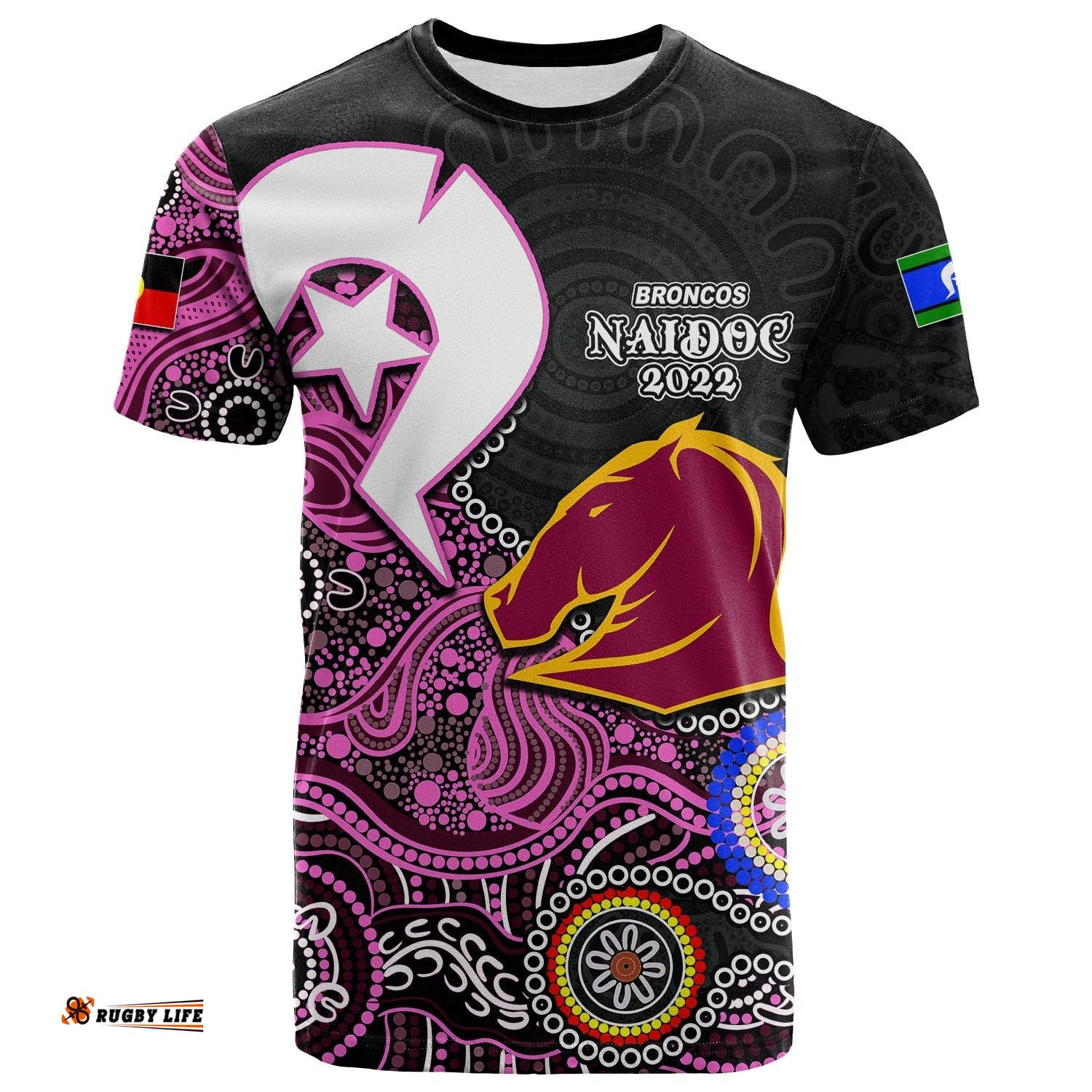 broncos rugby t shirt naidoc 2022 patterns pink style