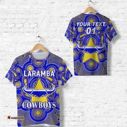 custom personalised laramba cowboys football club t shirt indigenous vibes custom text and number
