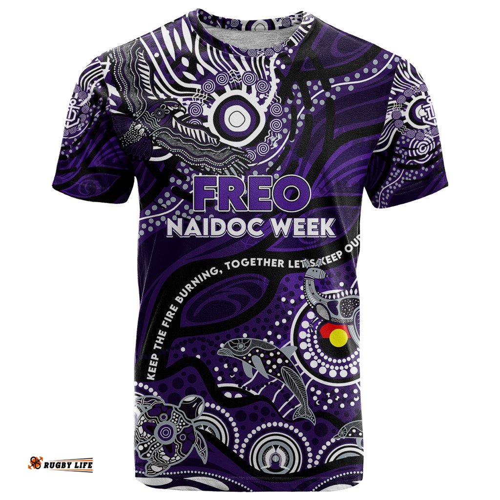 custom naidoc week 2024 freo t shirt aboriginal animals keep the fire burning dt02