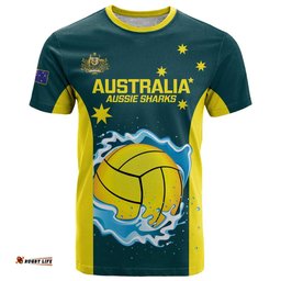 custom australia water polo 2024 t shirt aussie shark national color version