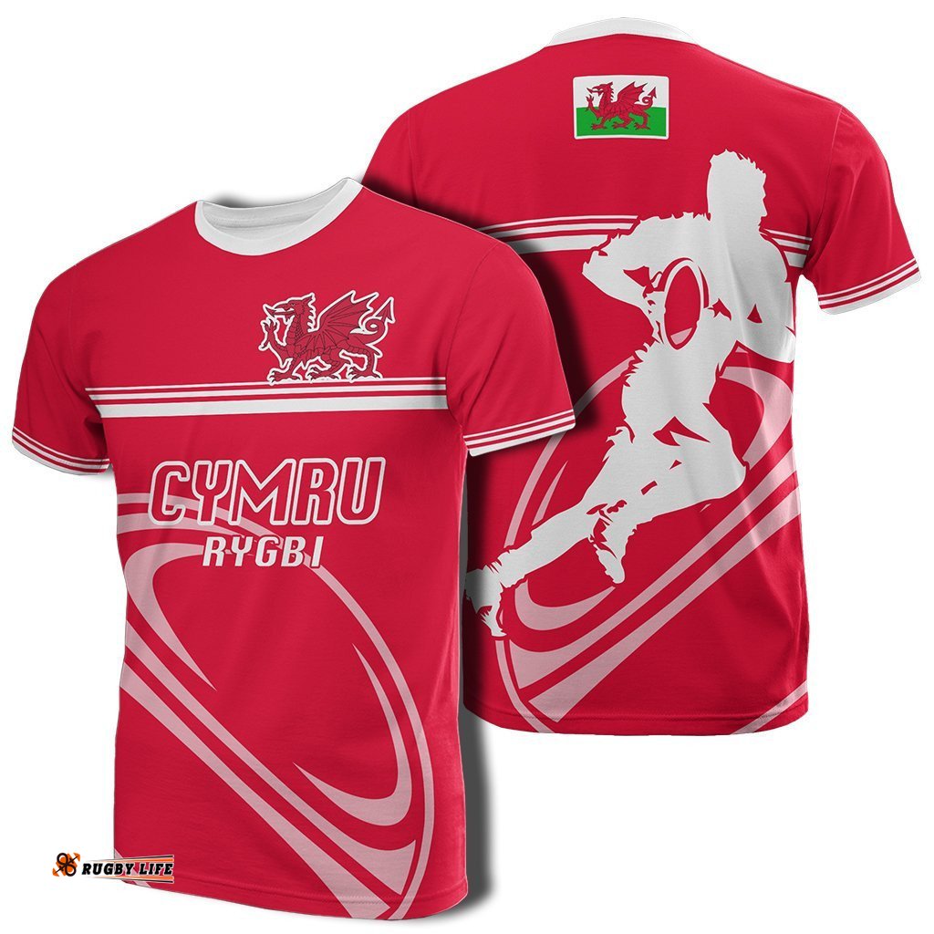 wales rugby t shirt horizontal style
