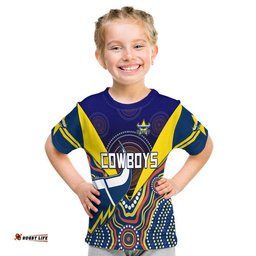 cowboys rugby t shirt indigenous arboriginal dot paint navy style