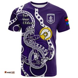 custom text and number fremantle football naidoc 2023 t shirt dockers for our elders indigenous art
